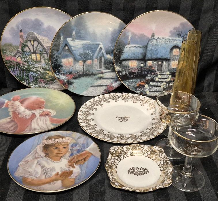 11 Vintage Collectible Plates & Glasses - 50th Anniversary