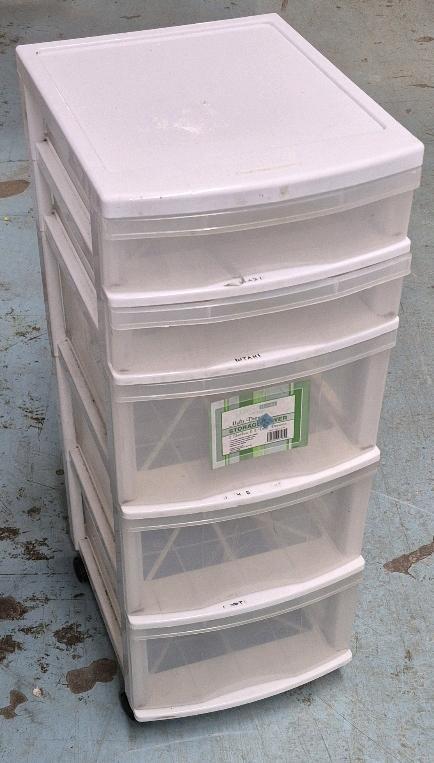 5 Drawer Storage Unit on Castors 16.5 x 13 x 34.5"