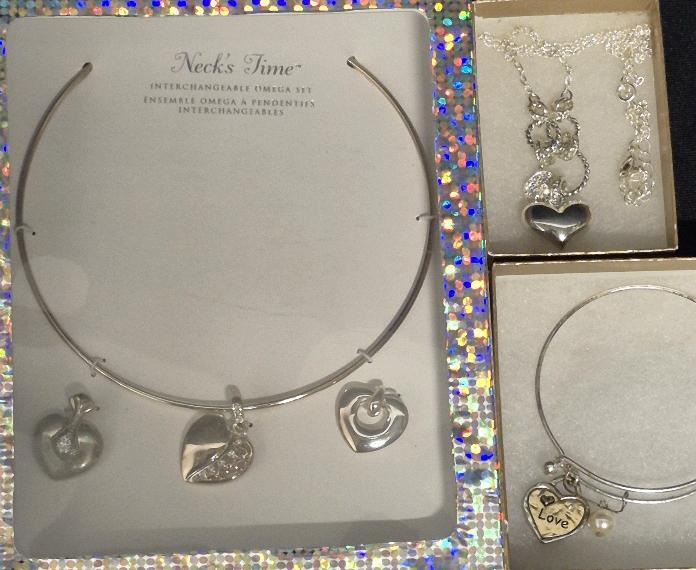 3 Lovely Heart Jewelry - Necklaces & Bracelet Bling Valentines Day is Coming!