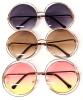 3 New Pairs Double Wire Rim Oversized Gradient Boho Chic Sunglasses - 2