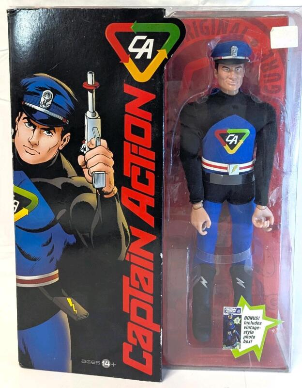 Complete 2012 CAPTAIN ACTION 1/6 Scale Action Figure, 12" Tall With Photo Box & Accessories, Estimated Hammer Price $50-100