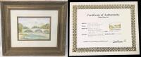 Original Signed YVONNE HUTCHINSON "Bridge Over the River Allen" Unique Watercolor Landscape, Framed & Matted, With COA, 21.25" &times; 18.25"