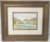 Original Signed YVONNE HUTCHINSON "Bridge Over the River Allen" Unique Watercolor Landscape, Framed & Matted, With COA, 21.25" &times; 18.25" - 2