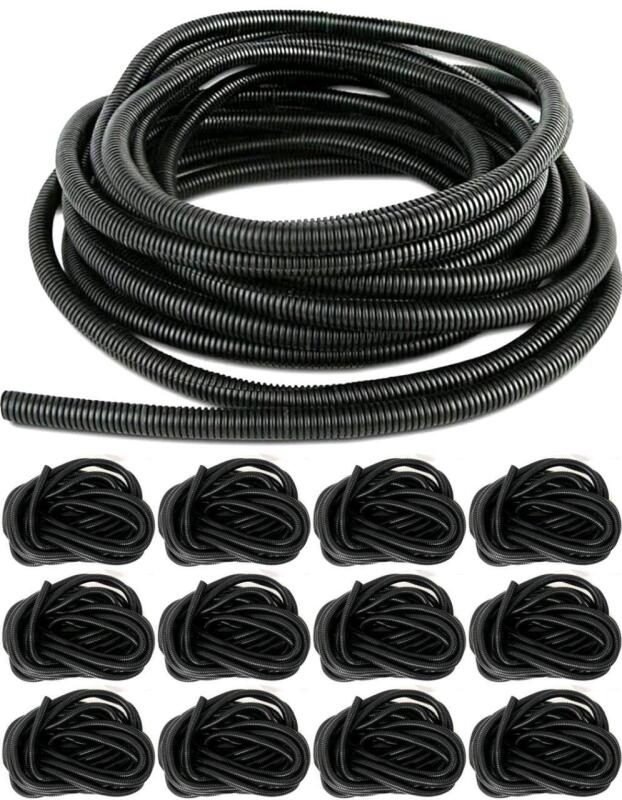 13 New Split Loom Tubing Wire Conduits, Black Corrugated Wire Tube Cable Protection Pipe Cable Tidy Tube for TV Cables, Electric Wire, Garden Lights (0.5" Opening, 10 Metres) - $93 Retail Value