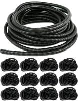 13 New Split Loom Tubing Wire Conduits, Black Corrugated Wire Tube Cable Protection Pipe Cable Tidy Tube for TV Cables, Electric Wire, Garden Lights (0.5" Opening, 10 Metres) - $93 Retail Value