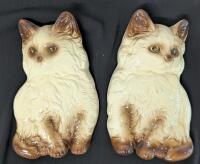 Adorable Vintage Pair of Favor Inc. Chalkware Himalayan Kittens Wall Decor, 7.25" Long, Crack in Bottom of One (Pictured)