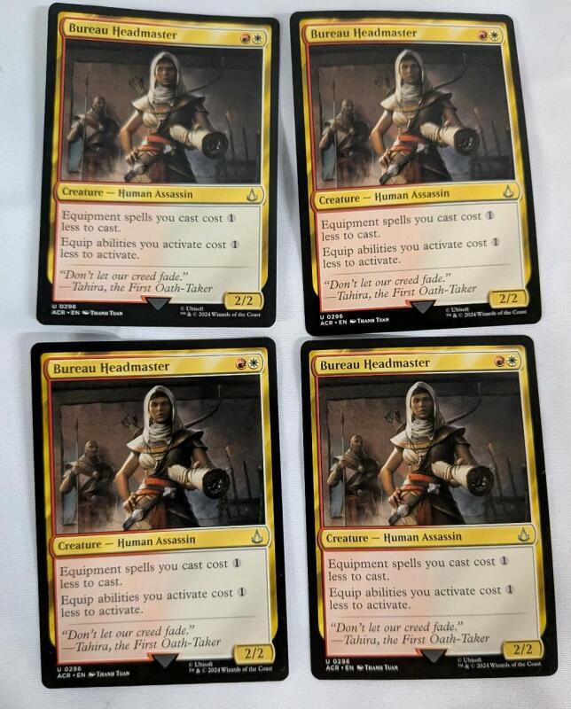 4 Bereau Headmaster Magic the Gathering Guards. (Complete Playset). From Universes Beyond: Assassin's Creed.