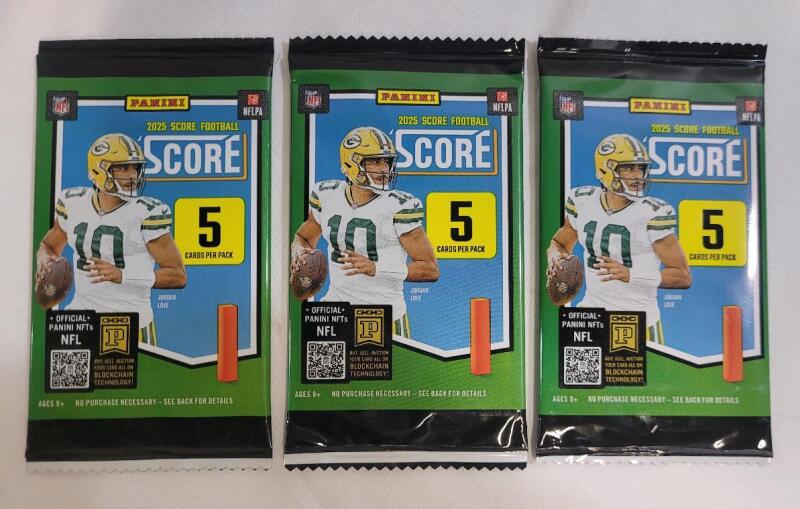 2025 Panini Score NFL Football Sealed Trading Card Wax Packs , Three (3) Packs