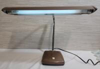 Vintage IMAR Mid-Century Industrial Fluorescent Metal Gooseneck Brown Desk Lamp. Tested working , will require new bulb soon