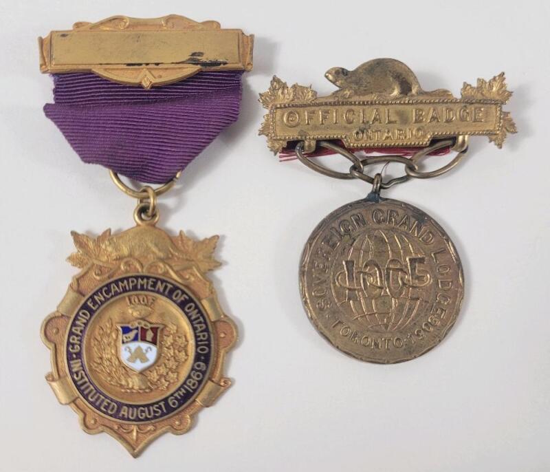 1869 Independent Order of Odd Fellows Badge & 1906 Independent Order of Odd Fellows Badge