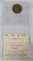 1943 Canadian Tombac Victory 5 Cent Nickel , ICCS Graded MS-63