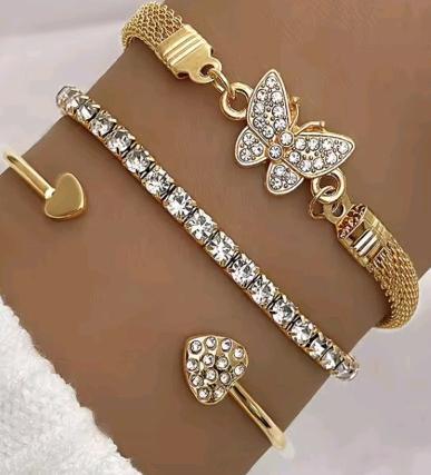 3 New Women's Bracelets Butterfly, Heart