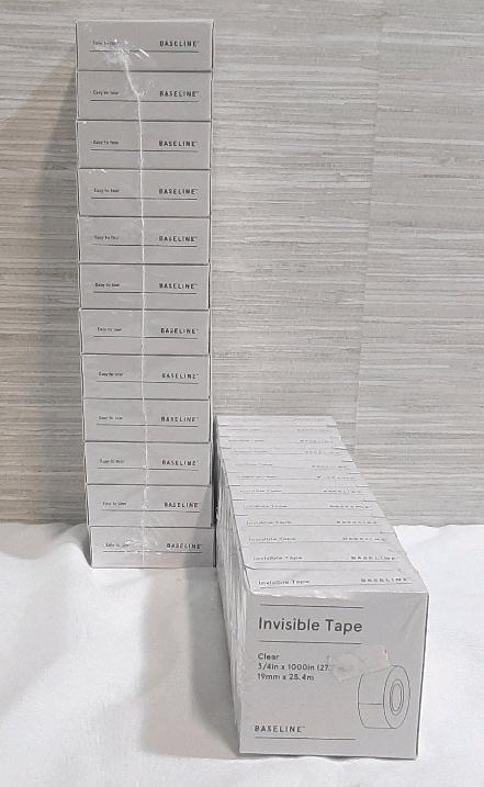 Two (2) Packs New Baseline Invisible Tape Rolls , &frac34;"&times;1000"
