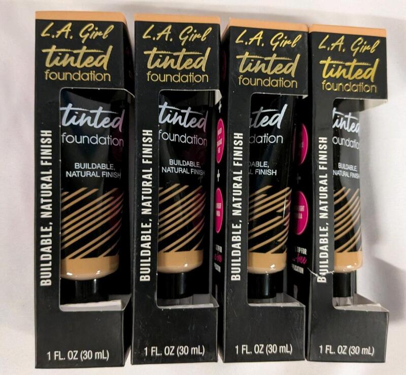 4 New LA Girl Tinted Foundation (Warm Sand). (30ml Each)