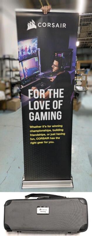 7ft Tall &times; 25.5" Wide Retractable El Gato Vinyl Signage With Corsair Case