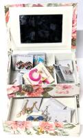 20 Pairs Pierced Earrings in 2-Tier Fabric Covered Jewelry Box, 4.5" &times; 6.5" &times; 3"