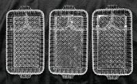 3 Vintage Unsigned Anchor Hocking Arlington Star Glass Snack Trays / Plates, 6" &times; 10" Each (Excl Handles)