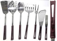 Vintage MCM Stanhome Bakelite Handle Stainless Steel Kitchen Implements, Up To 14.5" Long