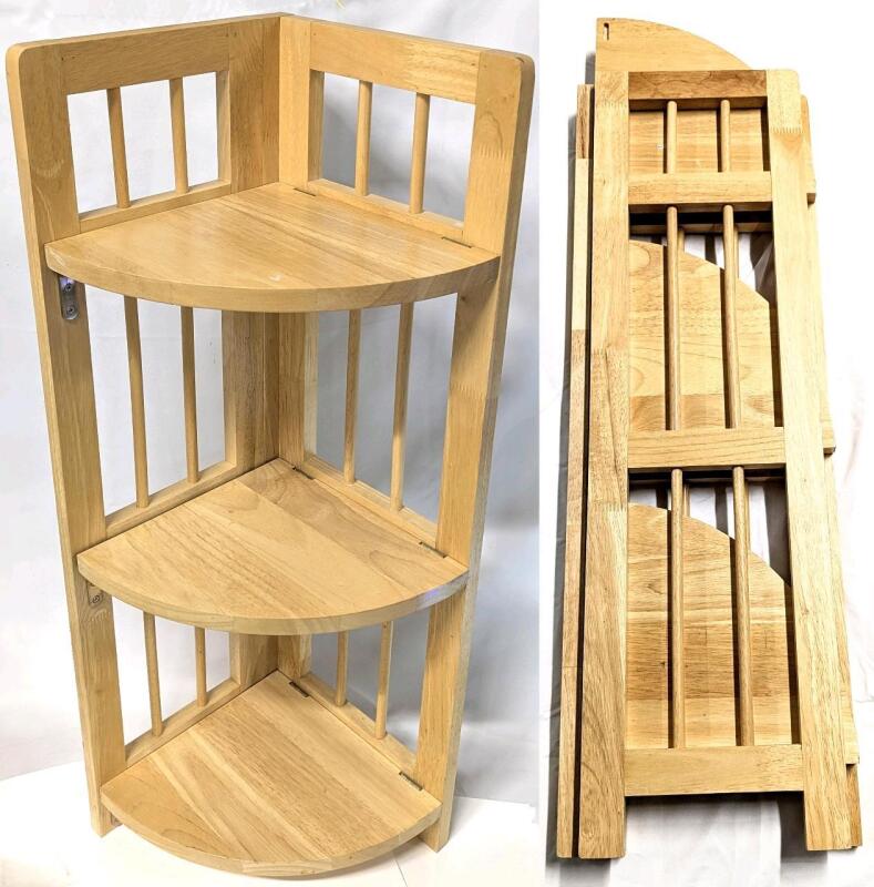 Fantastic Wooden Folding 3-Tier Folding Shelf, 33.8" Tall