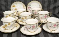 8 Vintage Teacups & Saucers - Floral Pattern