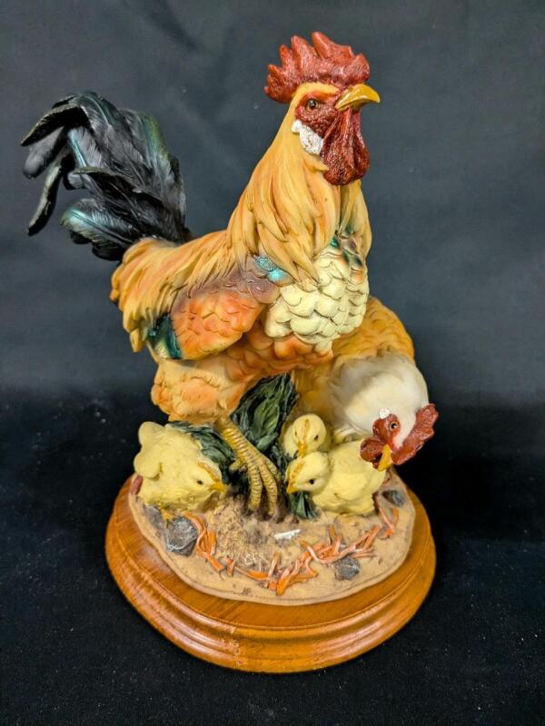 Rooster and Hen Figurine. 8" Tall.