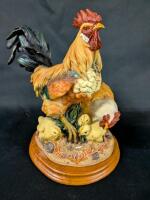 Rooster and Hen Figurine. 8" Tall.