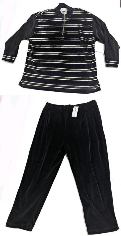 New Size 3XL Women's Westbound II 2-Piece Cotton Blend Velour Lounge Set, &frac14; Zip Top & Elastic Waist Bottoms