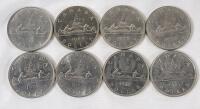 1968 - 1985 Canadian One Dollar Coins , 8 Coins . 1968 , 1969 &times;3 , 1976 &times;2 , 1980 , 1985