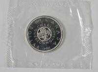 1964 (1864-) Canadian Silver One Dollar Coin . Uncirculated , Sealed in Cellophane