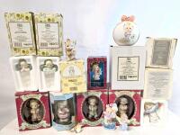 13 Vintage Enesco PRECIOUS MOMENTS Holiday Ornaments in Porcelain & Acrylic, 1.25" to 3" Tall