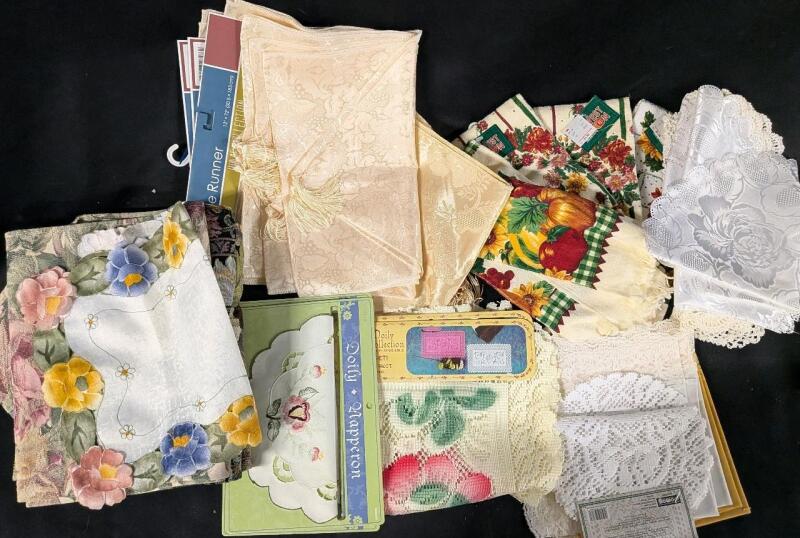 30+ Doilies, Table Runners and Towels. Assorted Sizes