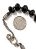 Huge Eye-Catching Mother of Pearl Shell Necklace Festooned With Freshwater & Abalone Flowers on Faceted Black Glass Beaded Chain, Shell 5" Long, Chain 16" With Hook Clasp - 6
