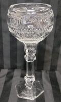 Vintage Cut Crystal Glass Taper Candle Holder , Made in Poland . Measures 10.5" tall