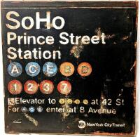 Huge Fabrice de Villeneuve Stretched Canvas New York Transit SOHO Prince Street Station Sign Textured Gilcee Print, 28" &times; 2.5" &times; 27.75"