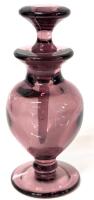 Vintage Unsigned Martinsville Amethyst Glass Apothecary-Style Perfume Bottle with Stopper Purple, 4.6" Tall, No Chips or Cracks, Sone Roughness On Seams