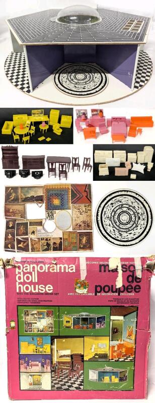 Vintage Eagle Toys PANORAMA DOLL HOUSE With Exclusive Decor Pieces & Original Box, 21" Across &times; 6.5" Tall