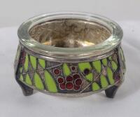 Vintage Russian Hommet Silverplate & Enamel Salt Cellar .