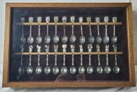 Vintage Zodiac Sign Souvenir Spoon Set - Complete & Vintage Provincial Flags / Flowers Souvenir Spoon Set - Complete . Both Sets in Wood Display Case