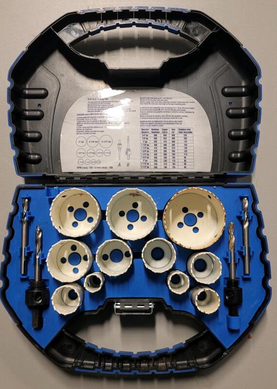 Mastercraft Plumbing and Electric Bi-Metal Hole Saw Set for Metal, Wood, Plastic - 15-pc Set