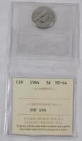 1964 Canadian 5 Cent Nickel Coin . ICCS Graded MS-64