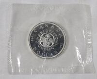 1964 (1864-) Canadian Silver One Dollar Coin . Uncirculated , Sealed in Cellophane