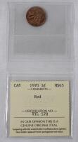 1970 Canadian One Cent Penny . ICCS Graded MS-65 Red