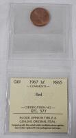 1967 Canadian One Cent Penny . ICCS Graded MS-65 Red
