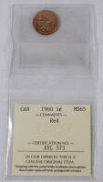 1960 Canadian One Cent Penny , ICCS Graded MS-65 - Red