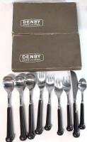 [See Desc] Vintage DENBY Stone And Steel 9-Piece Samarkand Arabesque Stainless Steel Flatware Up To 8.75" Long With Original Boxes