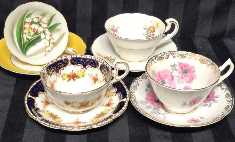 4 Vintage Cups & Saucers - Royal Standard, Occupied Japan, Collingwoods & Spencer Stevenson