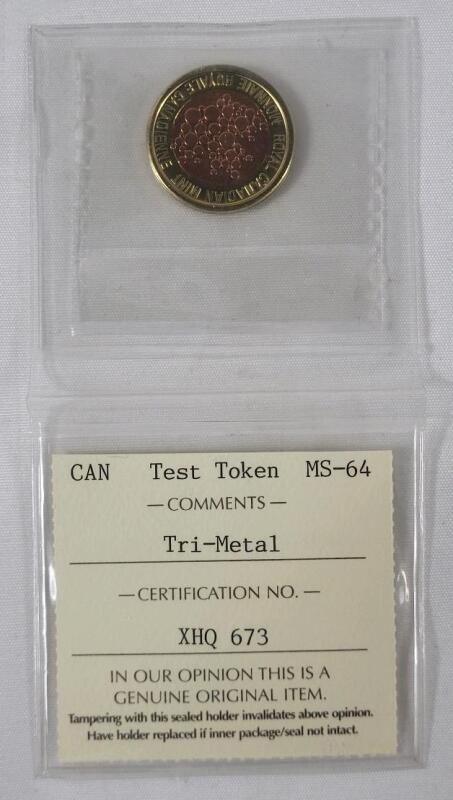 2018 Canada R & D Tri-Metal Security Test Token . ICCS Graded MS-64 .