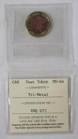 2018 Canada R & D Tri-Metal Security Test Token . ICCS Graded MS-64 .
