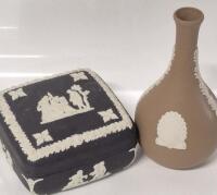 2 Vintage Wedgwood Pieces - Vase 5.25" Tall & Trinket Box