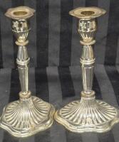 Pair of Vintage H.B.C. Silverplate Candlesticks 8" Tall